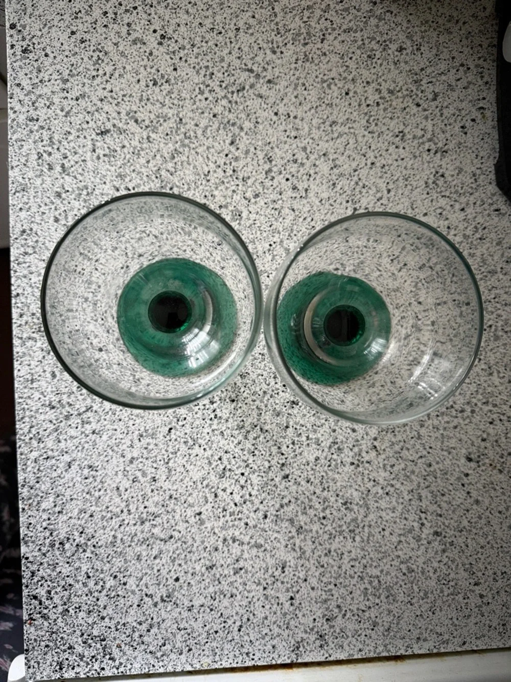 Green Glass Hurricane Candle Holders -